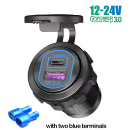 Nabíjačka do auta, pre motocykel duálna 5V 2x 2,1Amp 12V 24V